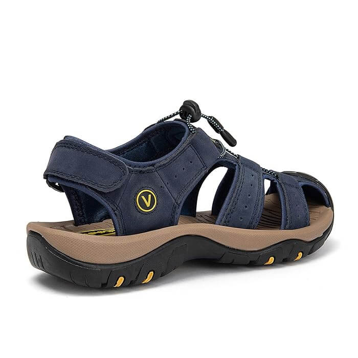 Sandália de Couro Masculina Ortopédica Antiodor Azul