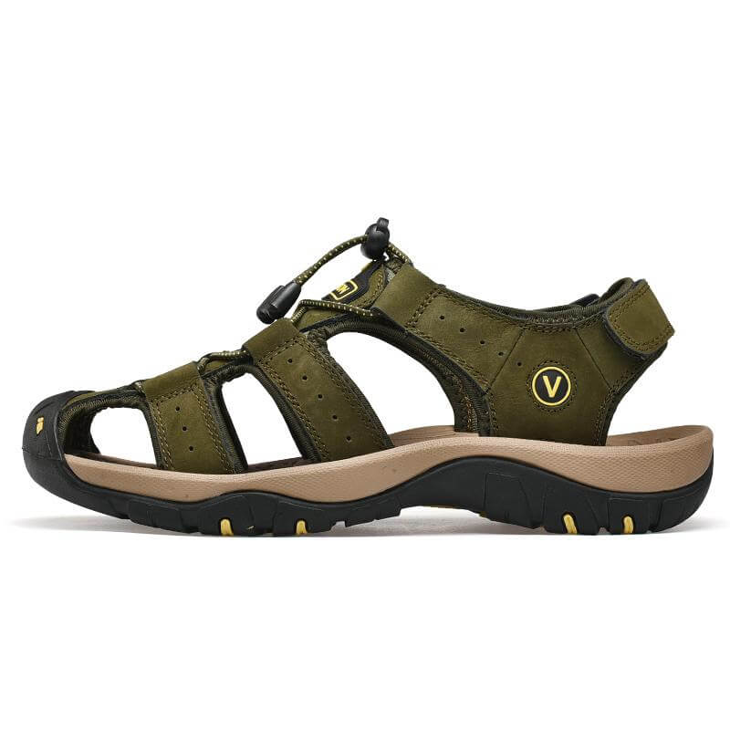 Sandália de Couro Masculina Ortopédica Antiodor Verde